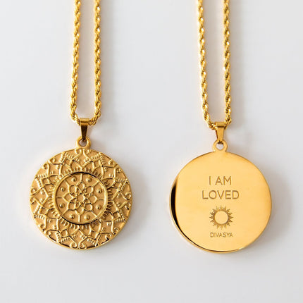Kette mit Anhänger Mandala | vergoldet | I am loved