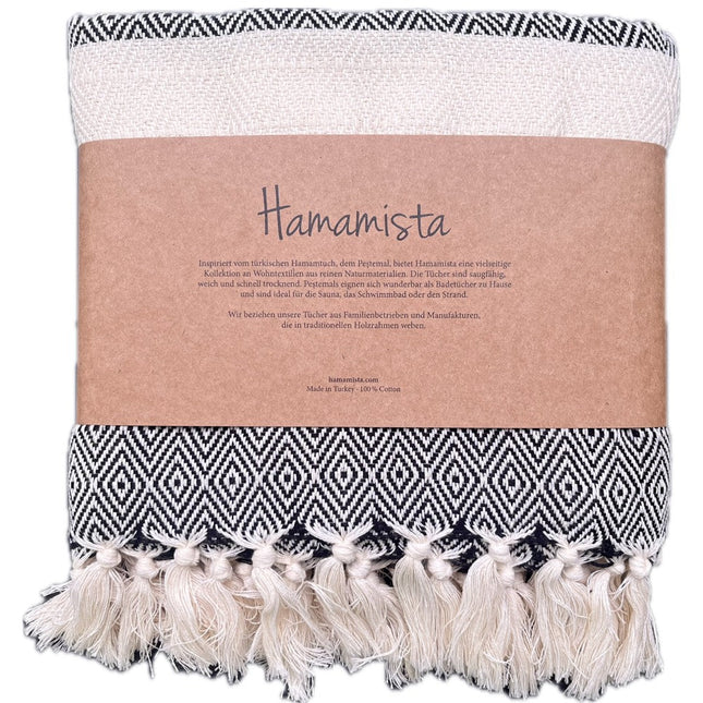 Hamamtuch Charlotte schwarz - handgewebt