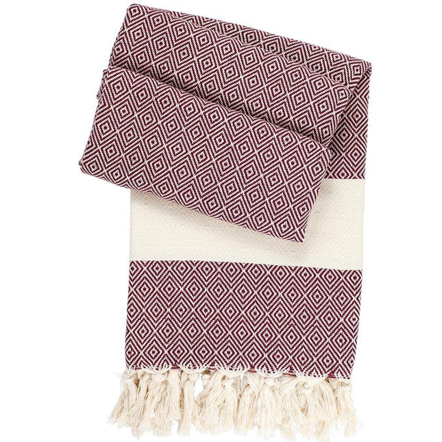 Hamamtuch Charlotte bordeaux - handgewebt