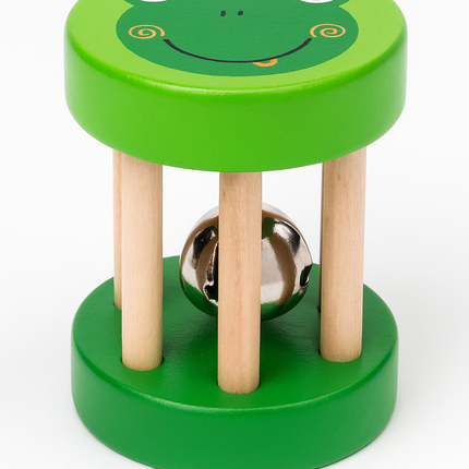 Farbige Montessori Kinder Holzrassel - Handglocke mit Kugel – Musikinstrument & Lernspielzeug ab 2 Jahre