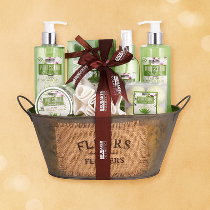10-teiliges Aloe Vera Beautyset, Geschenkset in Vintage Wanne