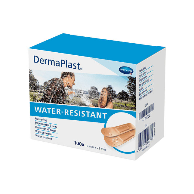 Hartmann DermaPlast® WATER-RESISTANT Pflasterstrips 19 x 72 mm | Faltschachtel (100 Stück)