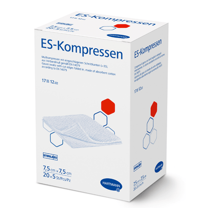 Hartmann ES-Kompressen, 12-fach, steril eingesiegelt zu 5 Stück