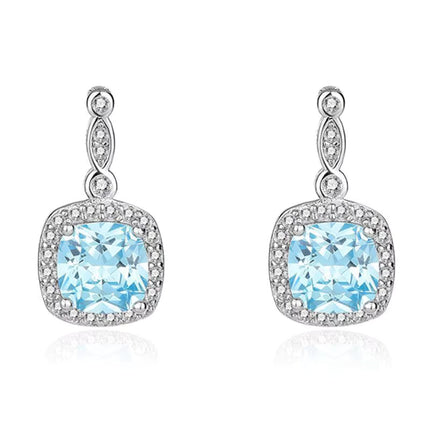 Hochwertiges Herz des Ozeans Schmuckset – Blauer Edelstein & S925 Sterling Silber (Halskette, Ohrringe)
