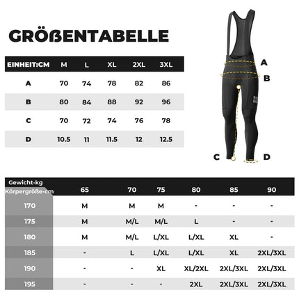 Herren Fahrradhose mit Träger - Hochdehnbar, Atmungsaktiv mit Reflexstreifen
