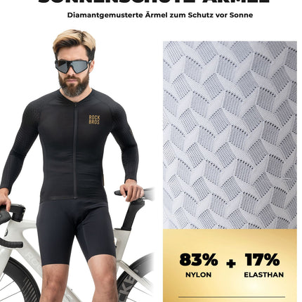 Herren Langarm-Radtrikot Atmungsaktiv Reflektierend mit 3D-Schnitt