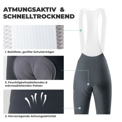 Herren Radlerhose mit Träger Gepolstert, Fahrradhose Kurz, Atmungsaktive schnelltrocknende