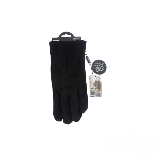 Herren Winter Handschuhe » gefütterte Handschuhe » Winterhandschuhe mit Teddy Fütterung » Suede mit Linien » Fingerhandschuhe Smartphone Touch-Funktion