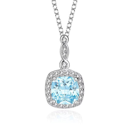 Hochwertiges Herz des Ozeans Schmuckset – Blauer Edelstein & S925 Sterling Silber (Halskette, Ohrringe)