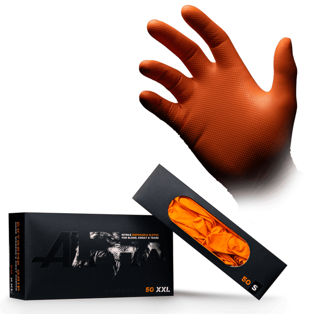 High Grip Einmalhandschuh aus Nitril, orange, ALPHA