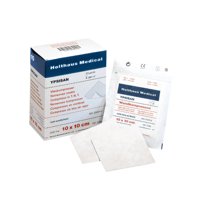 Holthaus Ypsisan Wundkompresse, 10 x 10 cm - 25 x 2 Stück | Packung (50 Stück)