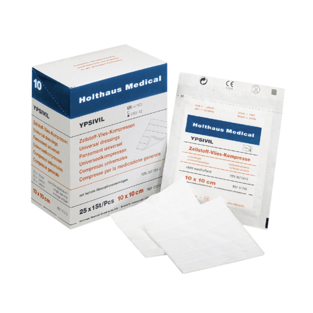 Holthaus Ypsivil Zellstoff-Vlies-Kompresse, 10 x 10 c| Packung (1 Stück)