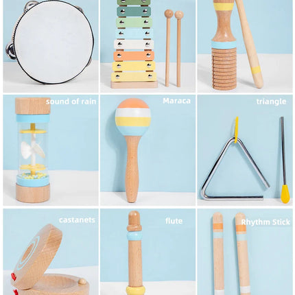 Montessori Holz Instrumenten Set für kleine Klangforscher (6, 8 und 9-teilig)