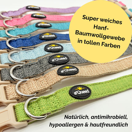 Hundehalsband-Set "Hempy" - Halsband + Leine + gravierte Hundemarke