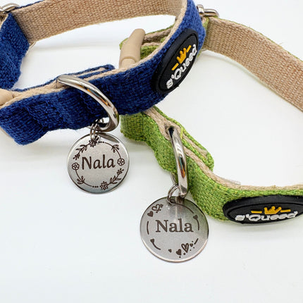 Hundehalsband-Set "Hempy" - Halsband + Leine + gravierte Hundemarke