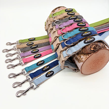 Hundehalsband-Set "Hempy" - Halsband + Leine + gravierte Hundemarke