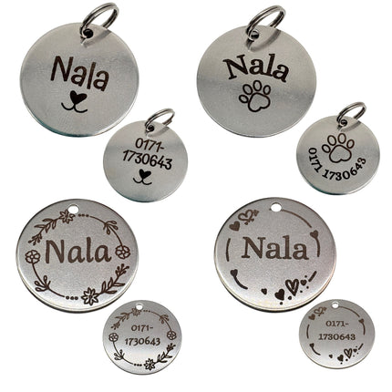 Hundemarke mit beidseitiger Gravur I Edelstahl I 25mm I Anhänger graviert