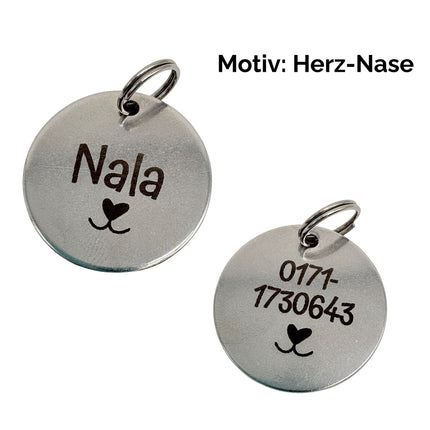 Hundemarke mit beidseitiger Gravur I Edelstahl I 25mm I Anhänger graviert