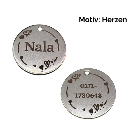 Hundemarke mit beidseitiger Gravur I Edelstahl I 25mm I Anhänger graviert