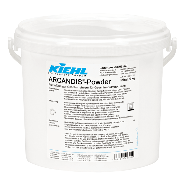 Kiehl ARCANDIS-Powder Pulverförmiger Geschirrreiniger für Geschirrspülmaschinen | Packung (5 kg)