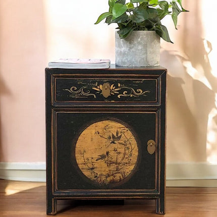 Vintage Asia Chinesisches Nachtkästchen Nachttisch "LesNoirs" - Art. 35191-11