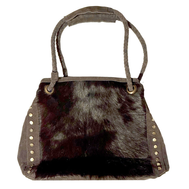 Kleine Leder Tasche mit Fell Braun