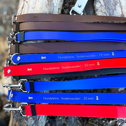 Doppelleine TECHTELMECHTEL aus BioThane® oder POP-Band - mit Edelstahlkomponenten - kein Verheddern