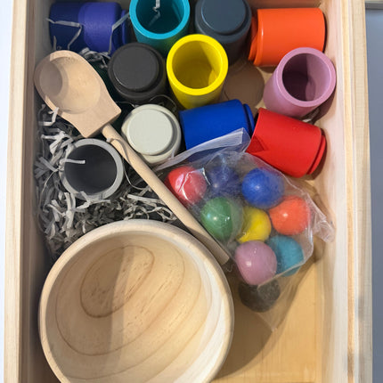 Montessori Kugel Sortier- und Zuordnungsspiel aus Holz mit 12 Farben – Puzzle für Farberkennung & frühkindliche Bildung