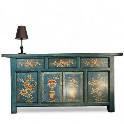 Vintage Asia Orientalische Kommode Sideboard Schrank Blau-Orange - Art. 34372-1