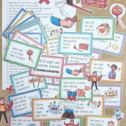 "Nein" Sagen / Grenzen - 30 Gesprächskarten (auch: Konflikte, Mobbing, Sexualkunde)