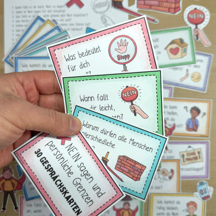 "Nein" Sagen / Grenzen - 30 Gesprächskarten (auch: Konflikte, Mobbing, Sexualkunde)