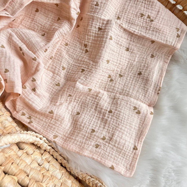 Musselintuch "Herzchen", sand beige