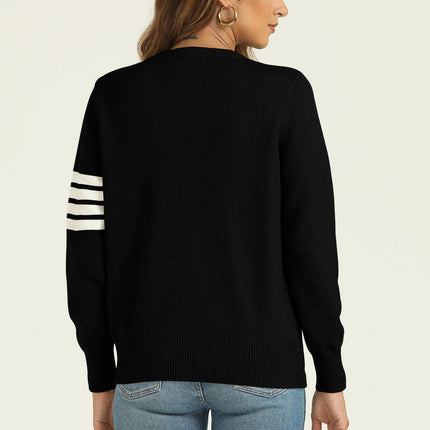 Stripe Pattern Jumper Top In Black