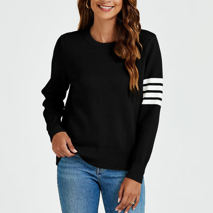 Stripe Pattern Jumper Top In Black