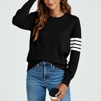 Stripe Pattern Jumper Top In Black
