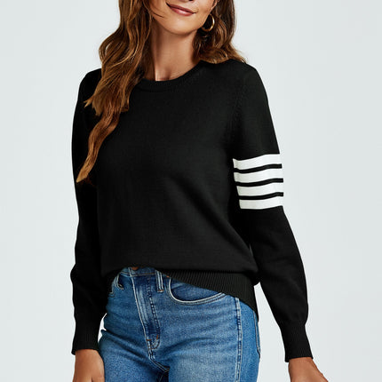 Stripe Pattern Jumper Top In Black