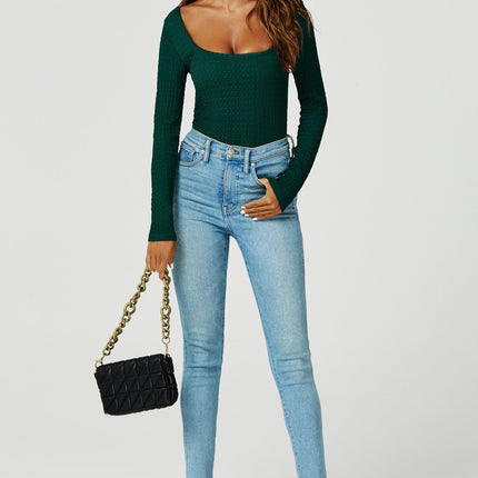 Long sleeved top In Dark Green