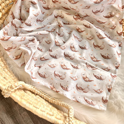 Musselintuch Otter aus Baumwolle – Kuscheldecke für Baby & Kinder