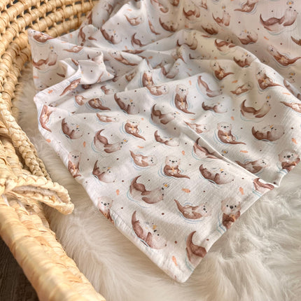 Musselintuch Otter aus Baumwolle – Kuscheldecke für Baby & Kinder