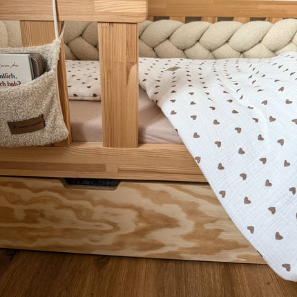 Bettwäsche gebrauchsfertig Musselin Herzen braun – Weich & Atmungsaktiv