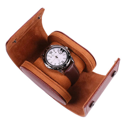 Uhrenrolle PU Leder Braun & Schwarz – Reise Uhrenetui Aufbewahrung für Armbanduhren