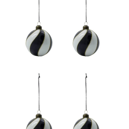 Weihnachtskugel HDCoil schwarz/weiß 8cm