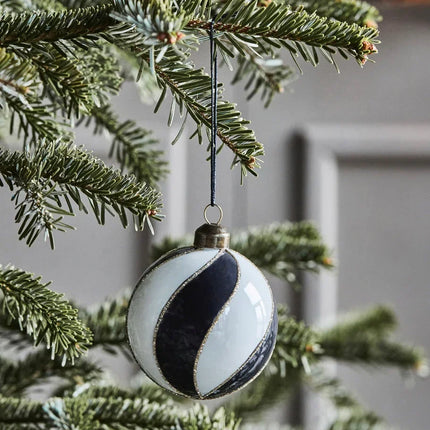 Weihnachtskugel HDCoil schwarz/weiß 8cm