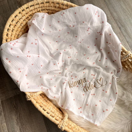 Musselintuch "Herzchen", weiß