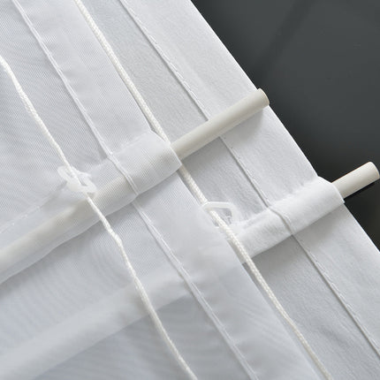 Doppel Raffrollo Palma Microsatin matt Voile Faltgardinen Faltrollo Schlaufenrollo mit Universalgardinenband 20410