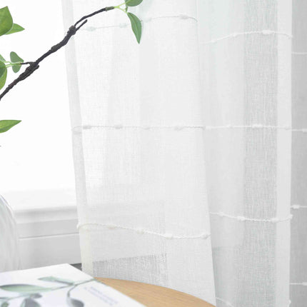 Halbtransparente Gardine mit Ösen »Kassel« Chenille Leinenbindung Streifen Grobfaserig 202470