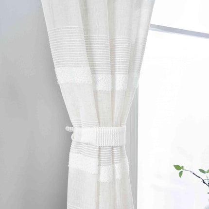 2er Set Halbtransparente Gardine mit Ösen HxB 245x140 cm Natur Meliert »Halle« Chenille Leinenbindung Lichtdurchlässig Halbtransparent 202480-2