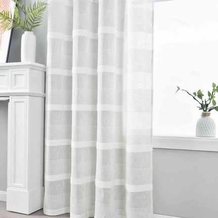 2er Set Halbtransparente Gardine mit Ösen HxB 245x140 cm Natur Meliert »Halle« Chenille Leinenbindung Lichtdurchlässig Halbtransparent 202480-2