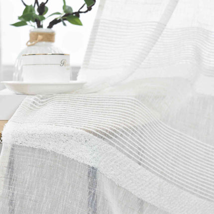 2er Set Halbtransparente Gardine mit Ösen HxB 245x140 cm Natur Meliert »Halle« Chenille Leinenbindung Lichtdurchlässig Halbtransparent 202480-2
