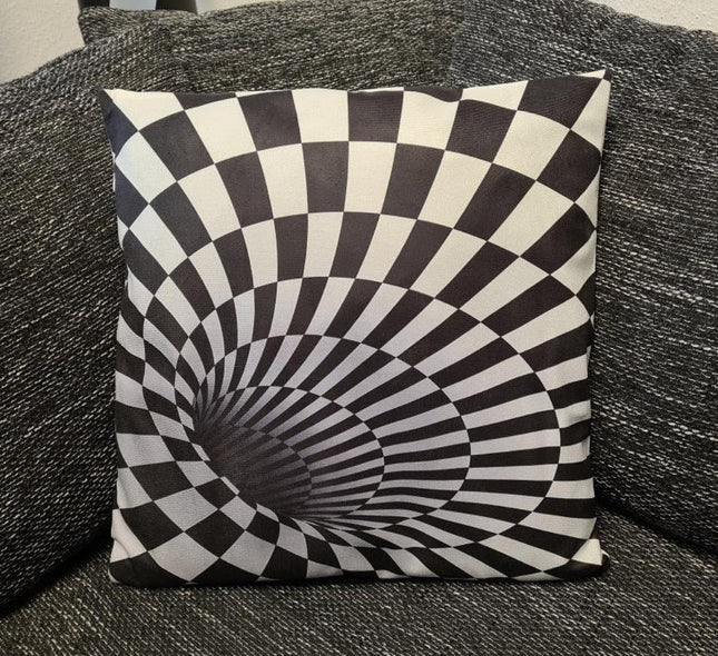 3D Druck Designer Kissenbezug Schwarz- weißer Strudel - 45cm x 45cm